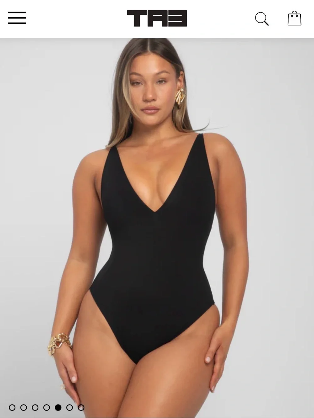 TAE Mega Sculpting Brazilian Cut Plunge Neck One Piece Swimsuit Size Large
